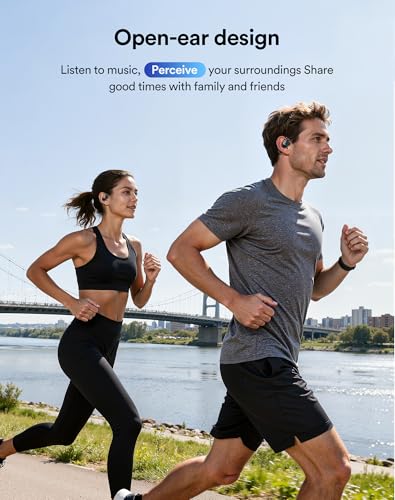 Eigsupia Open Ear Headphones, Bluetooth Headphones 5.3 Sports with Smart Digital Display, 36H Playtime, IP54 Waterproof, Wireless Earbuds Lightweight Design Fit Cycling, Running, Workout (Black)