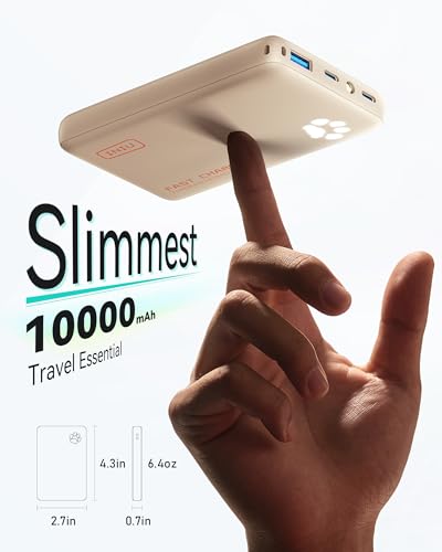 INIU 10000mAh 45W Fast Charging Portable Charger, Smaller Travel Power Bank - color: Beige
