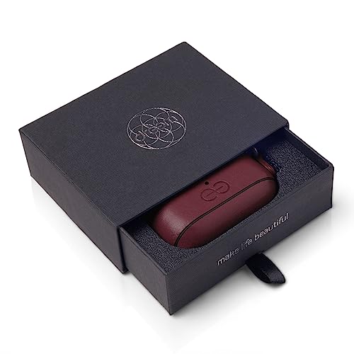 Dreem Om Case Cover with Keychain Clip Compatible with AirPods Pro 2/Pro, Protective One-Piece Hard Shell, Luxury Vegan Leather AirPod Pro Case 2nd/1st Generation with Separate Clip [Burgundy] - color: Burgundy, size: AirPods Pro 2
