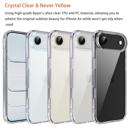 for iPhone 17 air Case Transparent Phone Cover, [10 FT Military Grade Drop Protection] Slim Durable Shockproof Protective Bumper (Transparent, iPhone 17 air) - color: Transparent, size: iPhone 17 Air