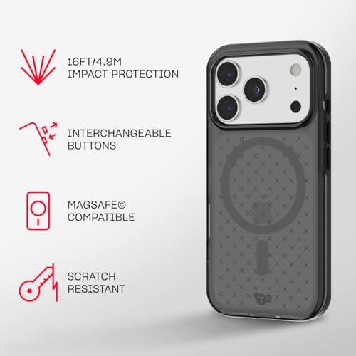 Tech21 EvoCheck Case for iPhone 17 Pro – Smokey/Black | Slim Protective Case | Impact Protection | MagSafe Compatible - color: Black, size: iPhone 17 Pro