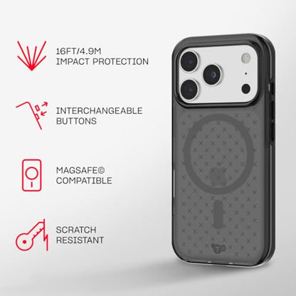 Tech21 EvoCheck Case for iPhone 17 Pro – Smokey/Black | Slim Protective Case | Impact Protection | MagSafe Compatible - color: Black, size: iPhone 17 Pro