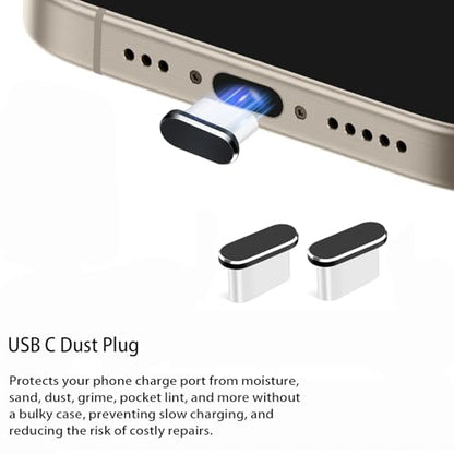 USB C Dust Plug, USB C Port Cover, USB C Plug Cover with Speaker Protector Dust Cover Compatible with iPhone 17 (Black)