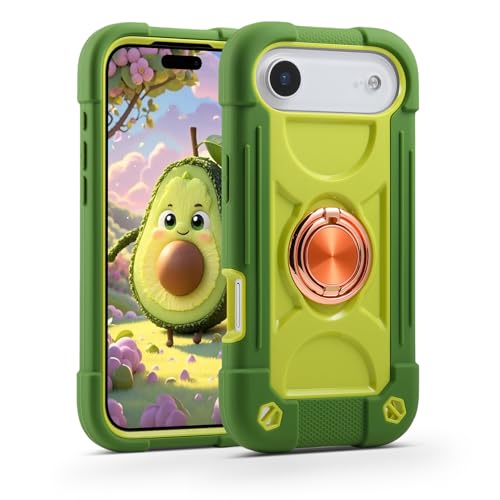 MARKILL Compatible with iPhone Air Case 6.5 Inch 2025 with 360 Degree Rotate Ring Stand, Military Grade Drop Protection Full Body Rugged Protective Case Kids Avocado - color: Avocado, size: iPhone Air 6.5"