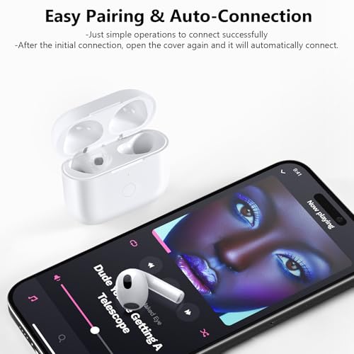 Wireless Charging Case Compatible with AirPod 4th Generation, Air Pod 4 Case Replacement with Bluetooth Pairing Sync Button, No Earbuds,White