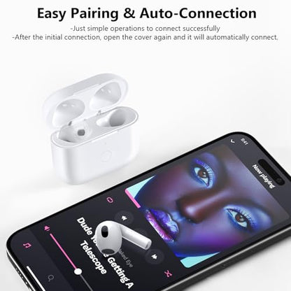 Wireless Charging Case Compatible with AirPod 4th Generation, Air Pod 4 Case Replacement with Bluetooth Pairing Sync Button, No Earbuds,White