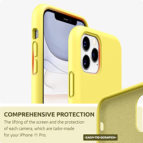 SURPHY Compatible with iPhone 11 Pro Max Case 6.5 inches, Thickened Liquid Silicone Phone Case (with Microfiber Lining) for iPhone 11 Pro Max 2019, Yellow - color: Yellow