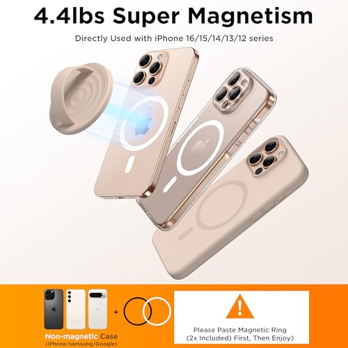 Magnetic Phone Grip for MagSafe, Silicone Ring Grip, Oat - color: Oat
