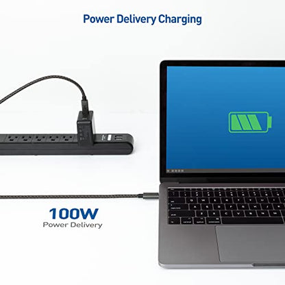 Cable Matters Braided Long USB C Cable, Up to 100W Charging, 10ft, Gary