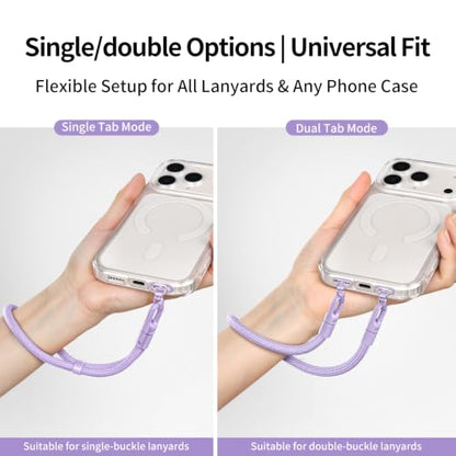 saxsion Side-Mount Phone Tether Tab, Metal Lanyard Patch, 360° Swivel Clip, 304 Stainless Steel, Won't Block Charging Port - color: Lilac