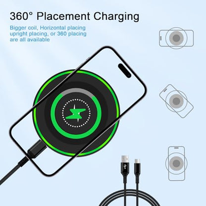 Fast Wireless Charging Pad Samsung S25FE S25 S26 Ultra Charger Stand Wireless Android Phone Charger 15W for Samsung Galaxy S26 S25 S24 Plus S23 S22, Pixel 10 Pro, iPhone 17 16, with 18W Adapter