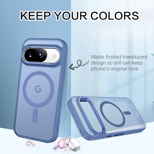 BENTOBEN for Google Pixel 9 Case [Compatible with Magsafe] Translucent Matte Magnetic Pixel 9 Case Slim Thin Shockproof Women Men Girls Boys Protective Phone Cases for Google Pixel 9 6.3" 2024, Blue - color: Blue