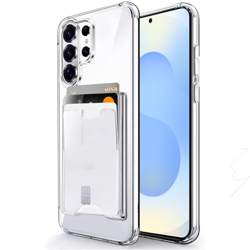 Shields Up for Samsung Galaxy S26 Ultra Case with Card Holder, Clear | Minimalist Wallet Case, 3 Card Slots, Slim Protective Soft Shockproof Cover, All-in-One Wallet Design - color: Clear-, size: Galaxy S26 Ultra