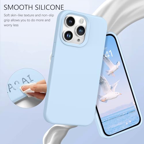 GUAGUA Compatible with iPhone 15 Pro Max Case 6.7 Inch Liquid Silicone Soft Gel Rubber Slim Microfiber Lining Cushion Texture Cover Shockproof Protective Case for iPhone 15 Pro Max, Light Blue - color: Light Blue, size: iPhone 15 Pro Max