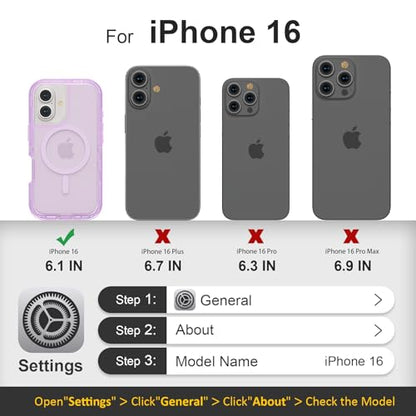 Follaroma Magnetic for iPhone 16 Case, Heavy Duty Phone Cases, Purple, 6.1" | Compatible with MagSafe, Heavy Duty Shock proof Protection, Military-Grade Anti-Drop, Dual Layer Transparent Protective Cover - color: Purple, size: iPhone 16 6.1''