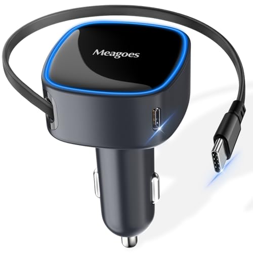 90W Retractable Car Charger USB C Super Fast for iPhone 18 Pro Max/Duo/17