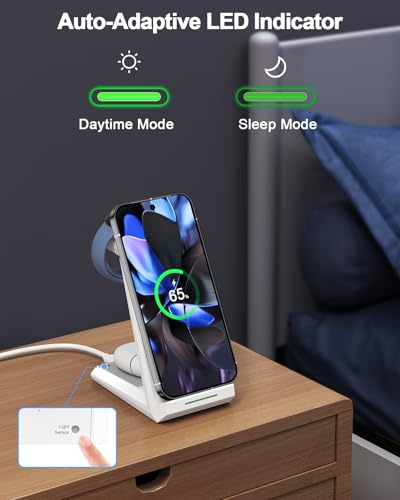 NANAMI 3 in 1 Wireless Charging Station Charger Dock for Google Devices - color: White