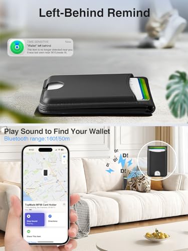 TopMade for MagSafe Wallet Works with Find My, Strongest Magnetic Wallet - color: Black