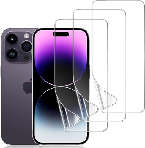 3 Pack TPU Screen Protector for iPhone 14 Pro Max, Self-Healing HD Clear Soft Flexible Hydrogel Film Compatible with iPhone 14 Pro Max 6.7" - Scratch-Resistant, Bubble Free, Easy Installation - size: iPhone 14 Pro Max