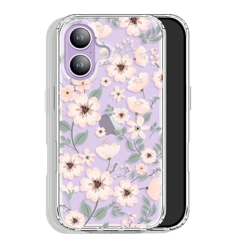 GYZYA for iPhone 17 Case Clear 6.3 Inch with Design, Protective Slim TPU Cover + Shockproof Bumper for Women and Girls (Flowers/Pink) - color: Flowers005, size: iPhone 17 (6.3 inch)