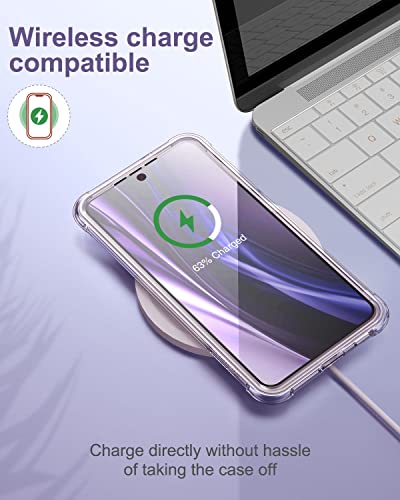 SURITCH for Samsung Galaxy S21 FE Clear Case 6.4" (Only), [Built-in Screen Protector] Full Body Protective Hard Shell+Soft TPU Phone Case for Samsung S21 FE -(Full Clear) - color: Full Clear