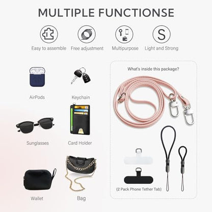 BFSD·DM Phone Crossbody Strap, Universal Crossbody Patch Phone Lanyards,Phone Lanyards for Around The Neck,Phone Strap,Compatible with Most Smartphones, (Pink) - color: Pink