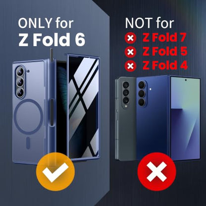 MOBOSI for Z Fold 6 Case with Privacy Screen Protector, Blue - color: Blue