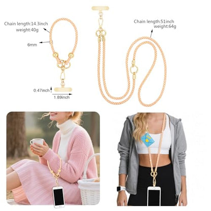 ABJFJE Crystal Phone Lanyard Crossbody & Wrist Strap Phone Strap Crossbody & Wrist Lanyard Anti Theft Phone Strap for Women - color: Orange