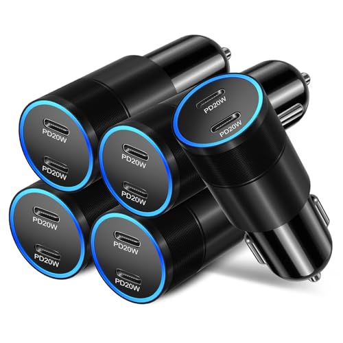 5 Pack USB C Car Charger, 40W Dual Port 12V USB C Cigarette Lighter Adapter - size: 5-Pack