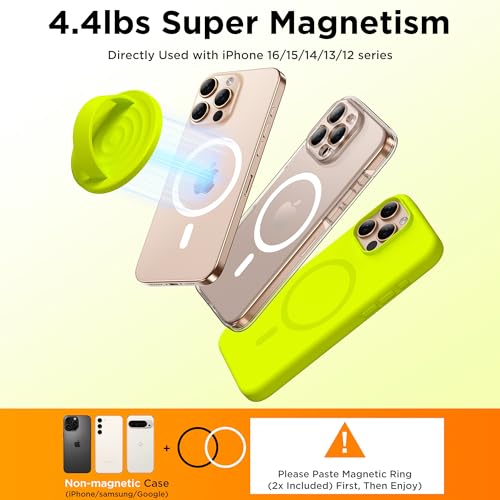 Magnetic Phone Grip for MagSafe, Silicone Ring Grip, Neon Yellow - color: Neon Yellow