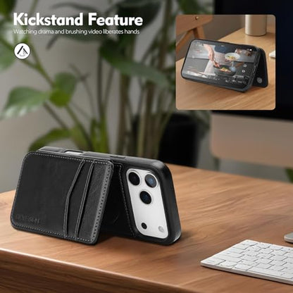 SkyEagle Compatible with MagSafe iPhone 17 Pro Case Wallet,Black | Magnetic Clasp,RFID Blocking,PU Leather,Flip Folio Shockproof Phone Cover,with Credit Card Slots & Kickstand for Men & Women - color: Black, size: iPhone 17 Pro - 6.3"