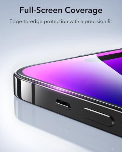 ESR 3 Pack for iPhone 14 Pro Max Screen Protector, Classic | Easy One-Pull Installation, 2X Impact Absorption, 9H Tempered Glass, Full-Coverage Protection, UltraFit Tray, Bubble-Free - size: iPhone 14 Pro Max 6.7 inch