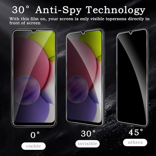 [2+2 Pack] Privacy Screen Protector for Samsung Galaxy A03s 5G, Anti-Spy Shatterproof Tempered Glass with Camera Lens Tempered Glass 9H Hardness Bubble Free Anti-Glare Case Friendly
