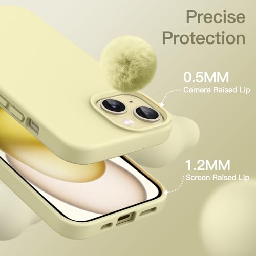 JETech Silicone Case for iPhone 15, Yellow | Silky Soft Touch, Shockproof Protection, Scratch Resistant, Microfiber Lining - color: Yellow, size: iPhone 15