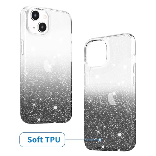 JJGoo Compatible with iPhone 13 Case, Glitter Soft TPU Shockproof Protective Bumper Cover, Sparkle Bling Sparkly Cute Slim Women Girls Phone Case for iPhone 13, 6.1inch, Gradient Glitter Black - color: Gradient Glitter Black