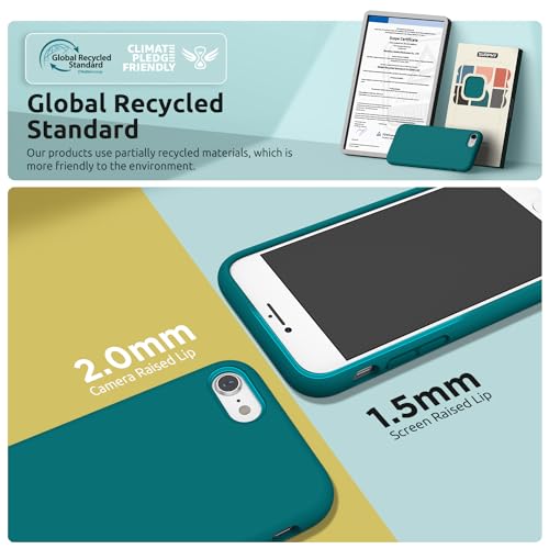 SURPHY Designed for iPhone SE Case, iPhone 8 Case, iPhone 7 Case, Liquid Silicone Phone Case for iPhone se 3rd 2nd SE 2022 SE 2020, Teal Blue - color: Teal Blue