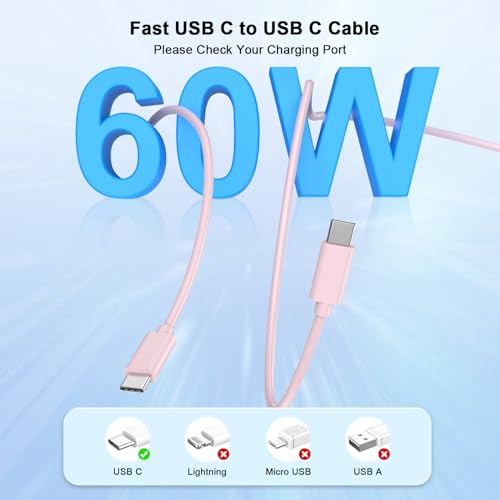 iPhone 17 16 15 Charger Fast Charging 10FT, 20W USB C Charger Block & Cable - color: Pink