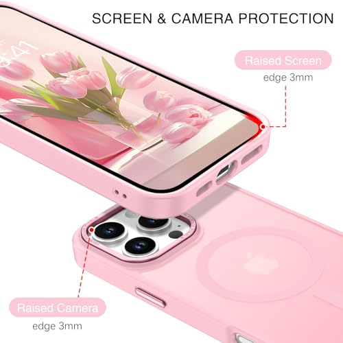 BENTOBEN Magnetic for iPhone 16 Pro Max Case,(Compatible with MagSafe) (Military Grade Drop Protection) Slim Translucent Matte Shockproof with Anti-Fingerprint Phone Case 6.9",Light Pink - color: Light Pink