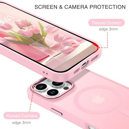 BENTOBEN Magnetic for iPhone 16 Pro Max Case,(Compatible with MagSafe) (Military Grade Drop Protection) Slim Translucent Matte Shockproof with Anti-Fingerprint Phone Case 6.9",Light Pink - color: Light Pink