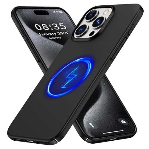 GRECAZO Magnetic Ultra Thin Frosted Designed for iPhone 15 Pro Max Phone Case 6.7 inch(2023) Slim Minimalist Lightweight Matte Hard PC Compatible with MagSafe Cover Protective Bumper Case- Black - color: Black, size: iPhone 15 Pro Max