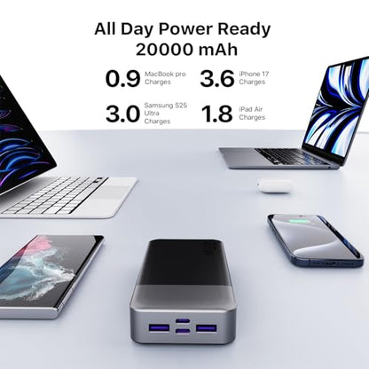 NOBIS 20000mAh Portable Charger 65W Power Bank Fast Charging - color: Black