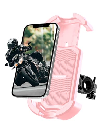 ROCKBROS Bike Phone Holder Security Lock Shockproof Bicycle Phone Mount - color: Handlebar Mount Pink