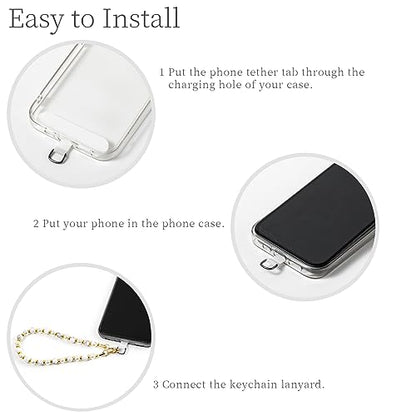 Phone Charm with Beaded Marble, Phone Chain Wrist Strap for Women Compatible with iPhone 14/13/12/11(White) - color: Pearl_white