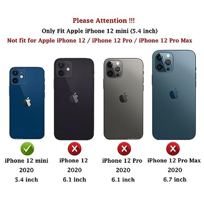 for iPhone 12 Mini Case with Camera Lens Cover HD Screen Protector, Dual Layer Military Grade Drop Protection Magnetic Ring Holder Kickstand Protective Phone Case for iPhone 12 Mini 5.4 inch (Navy) - color: Navy Blue with camera cover Military-Grade 2nd g