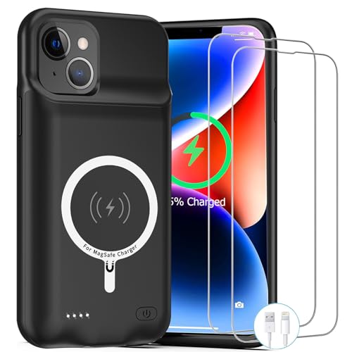 Battery Case for iPhone 14, Upgraded 10000mAh Rechargeable Portable Charging Case with Wireless Charging Compatible for iPhone 14 (6.1 inch) with Carplay Extended Battery Pack Charger Case (Black) - size: iPhone 14