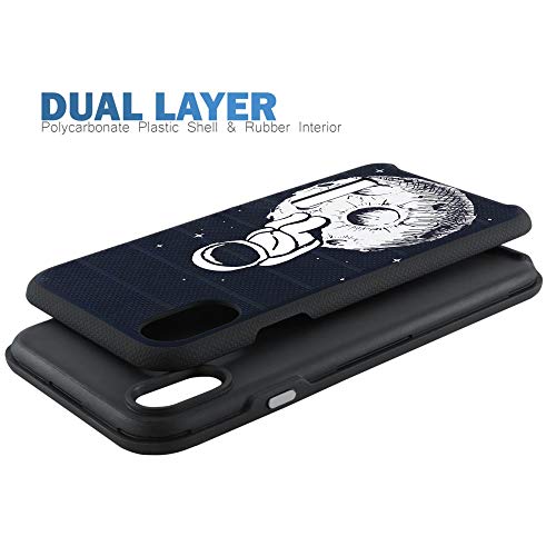 CasesOnDeck Case Compatible with [Apple iPhone X | iPhone Xs][Grip Tactical] iPhone Xs Hybrid Bump and Drop Protection Case Slim Fit Dual Layer Cover (Man on Moon) - color: Man on Moon