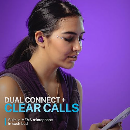 JLab Go Pop ANC True Wireless Earbuds with Dual Connect, Transparent Purple - color: Transparent Purple