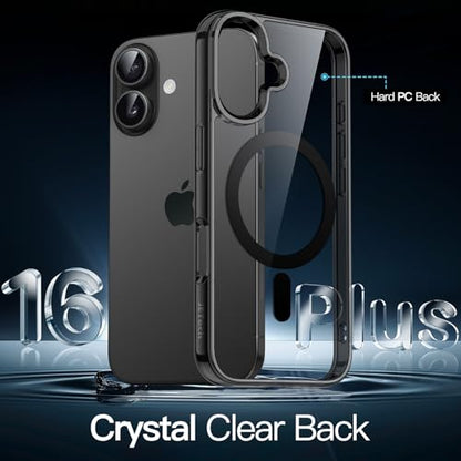 JETech Magnetic Case for iPhone 16 Plus 6.7-Inch Compatible with MagSafe, Shockproof Phone Bumper Cover, Anti-Scratch Clear Back (Black) - color: Black, size: iPhone 16 Plus