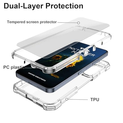 Ailiber for TCL NxtPaper 70 Pro Phone Case, Screen Protector-Crystal Clear | Transparent Slim Anti-Yellowing Soft Silicone, Thin Lifeproof Bumper Heavy Duty Full Body Impact Absorbing Protective Cover - color: Clear
