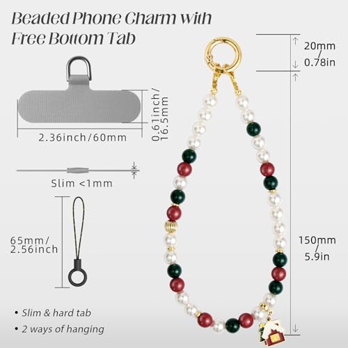 pcgaga Pearl Beaded Phone Charm, Phone Wrist Strap, Handmade Bracelet Straps, Anti-Lost Lanyard Wrist Chain for Airpods Women Girls Gift - color: House